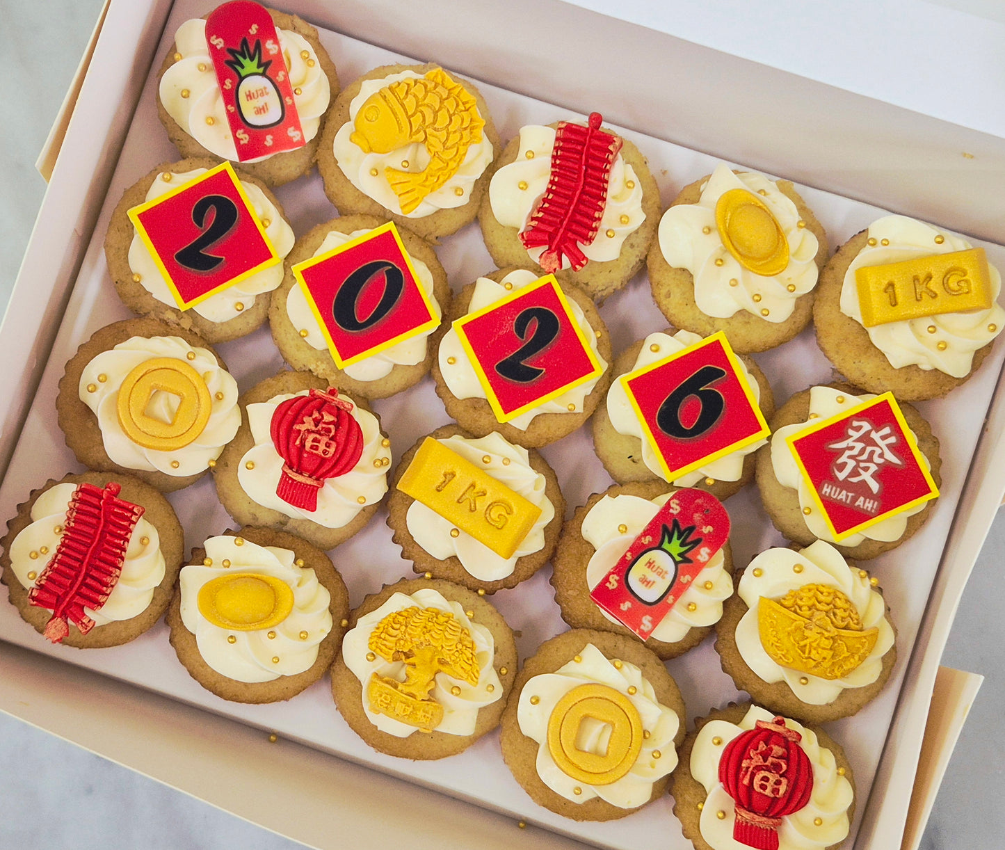 CNY Mini Cupcakes - HUAT a New Year! (Box of 20)