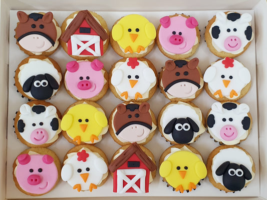 Farm Animal Mini Cupcakes (Box of 20)